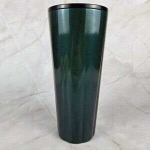 Starbucks Dark Green Metallic Glitter Aluminum Tumbler 24 oz Cold Beverages Only
